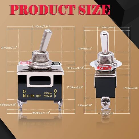 Twidec/3 عصابة الثقيلة روكر تبديل لوحة معدنية مع 16A 250V AC SPST 2 وضع 2 دبوس تشغيل/إيقاف مفتاح معدن الخفافيش غطاء الحذاء المقاوم للماء TEN-1021-B101-BMZ in Kuwait