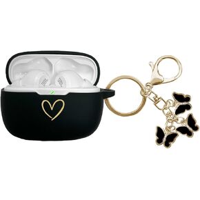 Compatible with JBL Vibe 200TWS/JBL Vibe Beam Case Cover, Soft Silicone Case with Gold Heart Pattern for JBL Vibe Beam 2 (2025) Case with Cute Butterfly Keychain for Girls Women (Purple) in Saudi Arabia