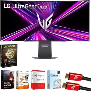 LG 34GX900A-B 34" Ultragear WQHD OLED Curved Gaming Monitor 240Hz, DisplayHDR Bundle with Elite Suite 18, 2X HDMI Cable and Deco Gear CPS Exclusive 26 Month Protection Pack (BEACH-CPS-26M1500) in Kuwait