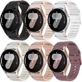 6 Pack Sport Bands Compatible with Samsung Galaxy Watch 7 6 5 4 FE 40mm 44mm Men Women, No Gap Soft Silicone Strap for Galaxy Watch 6/4 Classic 47mm 43mm 46mm 42mm/Watch 5 Pro 45mm in Saudi Arabia