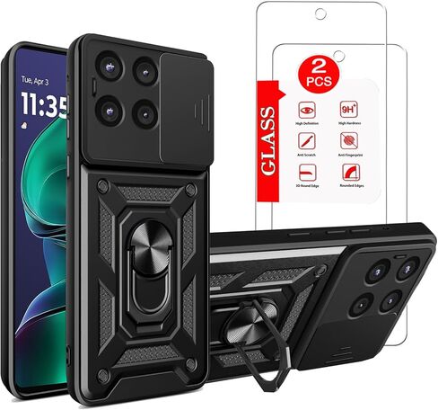 for Motorola Moto G Stylus 5G (2025) Case with [2 Pack] Tempered Glass Screen Protector, for Moto G Stylus 5G (2025) [Military-Grade] Protective, Lens Protects Magnetic Case Black in Saudi Arabia