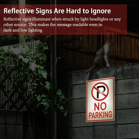 6 Pcs No Parking Signs with Symbol Sign 14 x 10 Inches Reflective Aluminum Nonparking Sign, UV Protected, Weather Resistant, Waterproof, Durable Ink Industrial Warning Signs, Easy to Mount in Kuwait