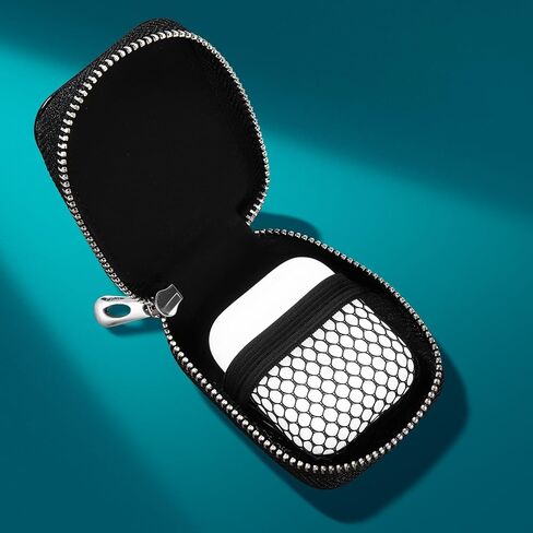 PU Leather Portable Earbud Case with Mesh Pocket Suitable for Wireless Headphones,Wired Headphones,USB Charging Cable in Saudi Arabia