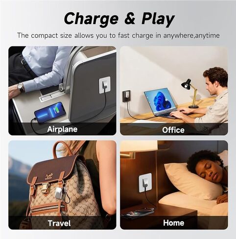 شاحن USB C لشاحن iPhone 16/15 شحن سريع، تصميم سلسلة مفاتيح GaN كتلة شاحن حائط سريع مع عبوتين USB C إلى C & C إلى كابل Lightning، قابل للطي وصغير الحجم لهاتف iPhone 17/16/15، iPad (رمادي) in Kuwait