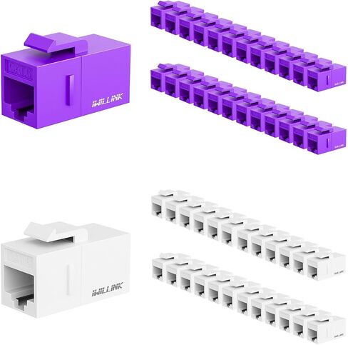 iwillink RJ45 Cat6 Keystone Coupler 25-Pack, Female to Female Cat6 Keystone Jack, UTP Keystone Coupler Insert (Purple) and RJ45 Cat6 Keystone Coupler 25-Pack, Female to Female Cat6 Keystone in Saudi Arabia