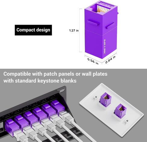 iwillink RJ45 Cat6 Keystone Coupler 25-Pack, Female to Female Cat6 Keystone Jack, UTP Keystone Coupler Insert (Purple) and RJ45 Cat6 Keystone Coupler 25-Pack, Female to Female Cat6 Keystone in Saudi Arabia