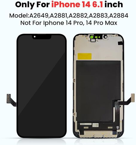for iPhone 14 LCD Screen Replacement 6.1 inch, 3D Touch Screen LCD Display Digitizer Assembly with Repair Tools, Waterproof Frame Sticker, Tempered Protector (Model A2649, A2881, A2882, A2883, A2884) in Saudi Arabia
