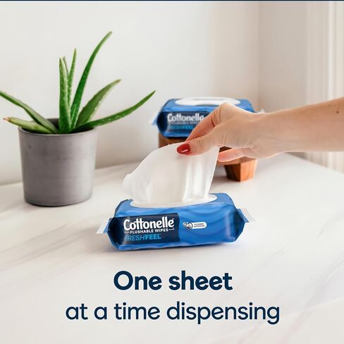 Cottonelle Fresh Care مناديل رطبة قابلة للتطهير ، مناديل رطبة للبالغين ، 4 عبوات قمة ، 42 مناديل لكل عبوة (168 مناديل) ، قد تختلف التغليف باختلاف in Kuwait