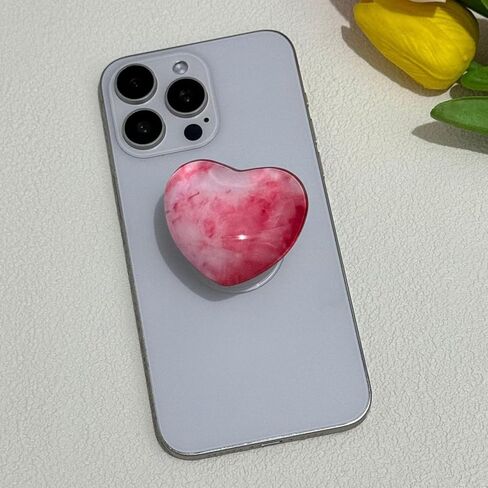Cute Solid Macaron Color Heart Shape Collapsible Mobile Grip Stand Holder for Smartphone Tablet Cell Accessory（Purple） in Saudi Arabia