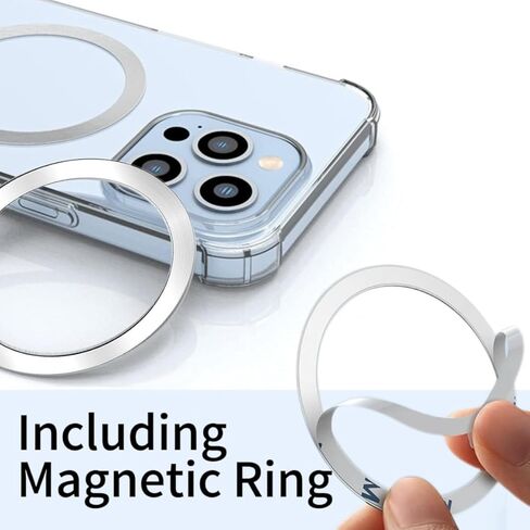 قبضة هاتف متوافقة مع Magsafe - سلسلة زهور لطيفة تصميم أكريليك شفاف قابل للطي، قبضة هاتف مغناطيسية تتضمن حلقة محول مغناطيسي (وردي) in Kuwait