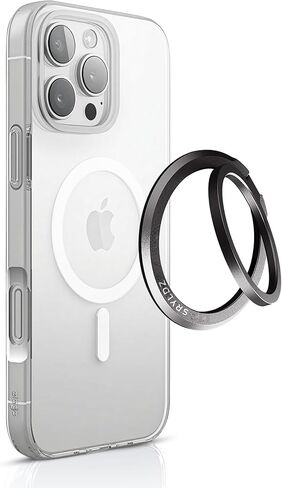 حامل حلقة مغناطيسية لهاتف iPhone، مقبض ومسند للهاتف متوافق مع MagSafe، حامل من سبائك الألومنيوم خفيف الوزن للغاية، مرفق مغناطيسي قوي، تصميم متين مضاد للخدش، أسود in Kuwait