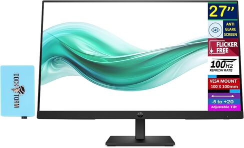 شاشة HP Series 3 Pro 327pf 27 بوصة FHD IPS مع وقت استجابة 5 مللي ثانية، مضادة للوهج، خالية من الوميض، حامل VESA (100 مم)، منفذ عرض، HDMI وموسع منفذ USB Dockztorm، لون أسود (B0CG3UT#ABA) in Kuwait