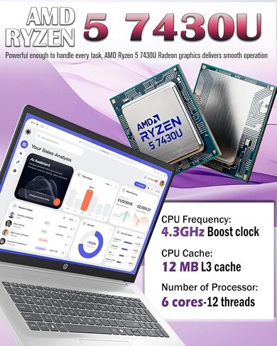 HP 17.3 Touchscreen Laptop Computer for Business, 17.3" 250 nits Anti-Glare Display, Ryzen 5 7430U(UP to 4.3GHz), 64GB RAM+2TB SSD, Windows 11 Pro, Fast Charge, AI Copilot Key, w/Redragon Bundle in Saudi Arabia