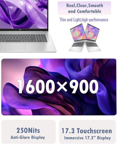 HP 17.3 Touchscreen Laptop Computer for Business, 17.3" 250 nits Anti-Glare Display, Ryzen 5 7430U(UP to 4.3GHz), 64GB RAM+2TB SSD, Windows 11 Pro, Fast Charge, AI Copilot Key, w/Redragon Bundle in Saudi Arabia