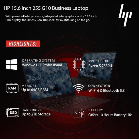 HP New 15.6" Business Laptop(2025/2026 Edition), AMD Ryzen 5 7000-Series(Outperforms i7-1165G7), 32GB RAM, 1TB SSD, Ultra Quiet Design, Long Battery Life, Windows 11 Pro with Microsoft Office, WOWPC in Saudi Arabia