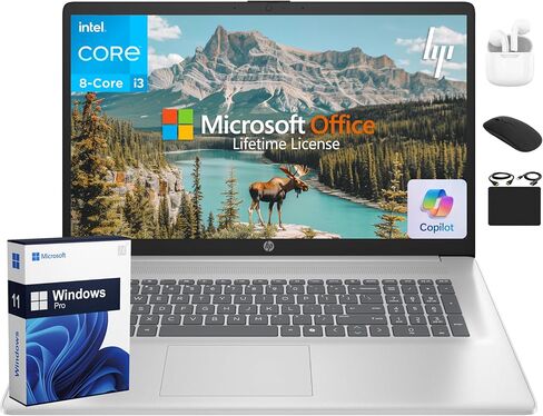 HP 17 Laptop 2025 Pavilion, 17.3" HD+ Business Computer, 8-Core Intel i3 Processor, 16GB RAM & 1TB Storage (500GB SSD + 500GB Ext), Wi-Fi 6, Long Battery, HubxcelAccessory, Lifetime Office, Win 11 Pro in Saudi Arabia
