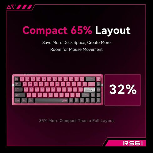 ATK RS6 Ultra Hall Effect Gaming Keyboard – 65% Layout, Hot-Swappable Switches, RGB Backlight with Music Sync, Custom Actuation, 8000Hz Polling, N-Key Rollover (White Shadow Warrior, TTC RGB Magneto) in Saudi Arabia