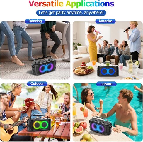 مكبر صوت بلوتوث محمول 300 وات، صوت عالي قوي وقوي، صوت عميق، صندوق لاسلكي كبير مع مضخم صوت DSP، ضوء LED للمنزل والحفلات الخارجية والتجمعات والتخييم في الفناء الخلفي in Kuwait