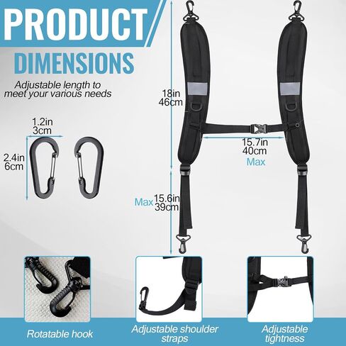PAASTAl Backpack Straps,Relacement Adjustable Padded Shoulder Straps for Bag, with Metal/Plastic Clips. in Saudi Arabia