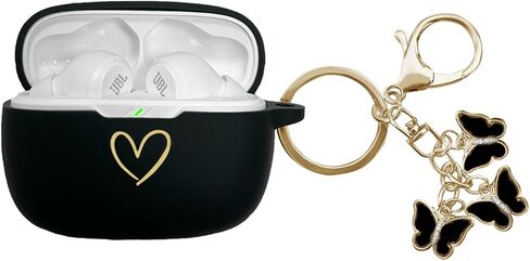 Compatible with JBL Vibe 200TWS/JBL Vibe Beam Case Cover, Soft Silicone Case with Gold Heart Pattern for JBL Vibe Beam 2 (2025) Case with Cute Butterfly Keychain for Girls Women (Purple) in Saudi Arabia