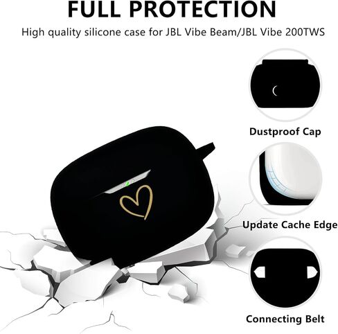 Compatible with JBL Vibe 200TWS/JBL Vibe Beam Case Cover, Soft Silicone Case with Gold Heart Pattern for JBL Vibe Beam 2 (2025) Case with Cute Butterfly Keychain for Girls Women (Purple) in Saudi Arabia