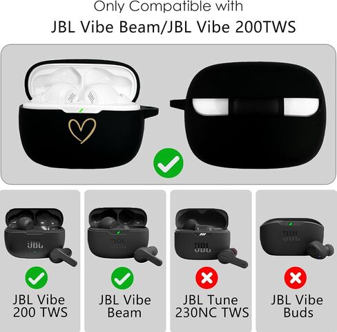 Compatible with JBL Vibe 200TWS/JBL Vibe Beam Case Cover, Soft Silicone Case with Gold Heart Pattern for JBL Vibe Beam 2 (2025) Case with Cute Butterfly Keychain for Girls Women (Purple) in Saudi Arabia