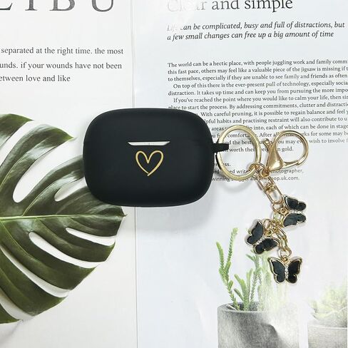 Compatible with JBL Vibe 200TWS/JBL Vibe Beam Case Cover, Soft Silicone Case with Gold Heart Pattern for JBL Vibe Beam 2 (2025) Case with Cute Butterfly Keychain for Girls Women (Purple) in Saudi Arabia