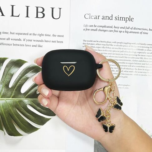 Compatible with JBL Vibe 200TWS/JBL Vibe Beam Case Cover, Soft Silicone Case with Gold Heart Pattern for JBL Vibe Beam 2 (2025) Case with Cute Butterfly Keychain for Girls Women (Purple) in Saudi Arabia
