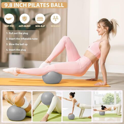 HASHMUST Pilates Ring Kit 12 PCS for Women, Home Workout Equipment with Magic Circle, Mini Exercise Ball, Resistance Bands, Massage Lacrosse, Yoga Strap, Full-Body Fitness Set for Toning & Gift in Saudi Arabia