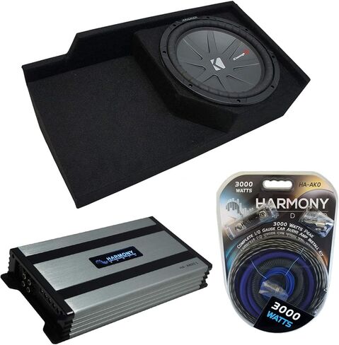حزمة Harmony Audio Kicker متوافقة مع شاحنة Chevy CK Silverado الممتدة 1988-1998 43CWR104 حاوية صندوق فرعي محملة مفردة مقاس 10 بوصات مع مضخم صوت HA-A800.1 in Saudi Arabia