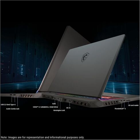 كمبيوتر محمول للألعاب MSI Vector 16 HX AI 400، Intel Ultra 9-275HX، ذاكرة الوصول العشوائي DDR5 سعة 64 جيجابايت، 2 تيرابايت PCIe SSD، شاشة 16 بوصة WQXGA (2560x1600) 240 هرتز، Nvidia G-Force RTX 5080، لوحة مفاتيح بإضاءة خلفية RGB، W11 Pro، رمادي كوزمو in Saudi Arabia