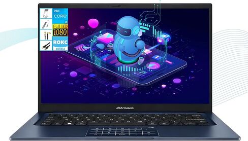 ASUS Vivobook 14" FHD 250-Nits Laptop, Intel i3-1315U, 16GB RAM+512GB SSD, Lightweight & All-Day Battery, Durability, Windows 11, NumberPad, Privacy Camera, Wi-Fi, for Business & Students, RK Bundle in Kuwait