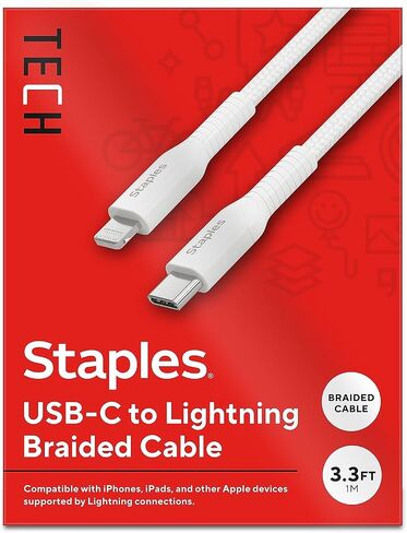 كابل شحن متوافق من لايتنينج إلى USB-C، 3.3 قدم، أبيض (ST62332) in Kuwait