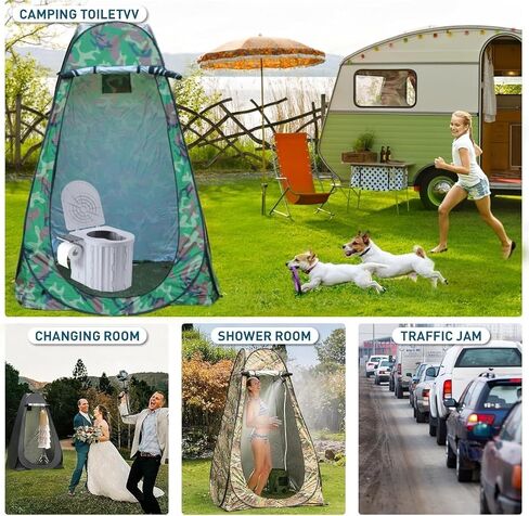 Portable Toilet for Camping with Pop-Up Privacy Tent, 14.5'' Portable Potty for Adults, Ultralight Foldable Camping Toilet, Compact for Hiking, RV Travel, Trucker, Fishing, Beach in Kuwait