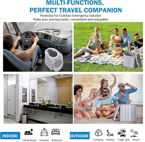 Portable Toilet for Camping with Pop-Up Privacy Tent, 14.5'' Portable Potty for Adults, Ultralight Foldable Camping Toilet, Compact for Hiking, RV Travel, Trucker, Fishing, Beach in Kuwait