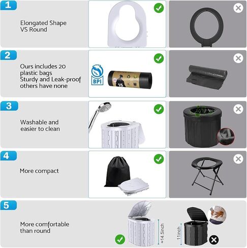 Portable Toilet for Camping with Pop-Up Privacy Tent, 14.5'' Portable Potty for Adults, Ultralight Foldable Camping Toilet, Compact for Hiking, RV Travel, Trucker, Fishing, Beach in Kuwait