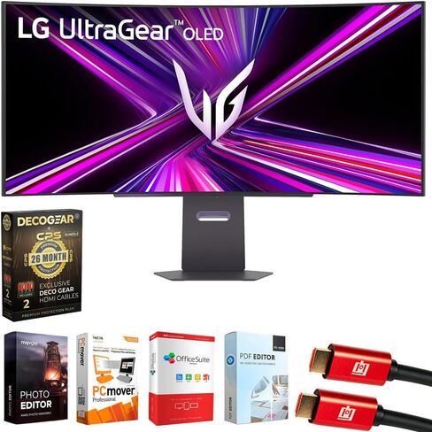 شاشة LG 34GX900A-B مقاس 34 بوصة Ultragear WQHD OLED المنحنية للألعاب 240 هرتز، وحزمة DisplayHDR مع Elite Suite 18، وكابل HDMI 2X وحزمة حماية حصرية لمدة 26 شهرًا من Deco Gear CPS (BEACH-CPS-26M1500) in Kuwait