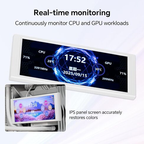 شاشة Thermalright Trofeo Vision LCD AIO مقاس 6.86 بوصة، شاشة كمبيوتر شخصي، شاشة USB من النوع C لمراقبة الأجهزة في الوقت الفعلي، مع سمات معدة مسبقًا وDIY لحافظة كمبيوتر الألعاب/مبرد وحدة المعالجة المركزية (أسود) in Saudi Arabia