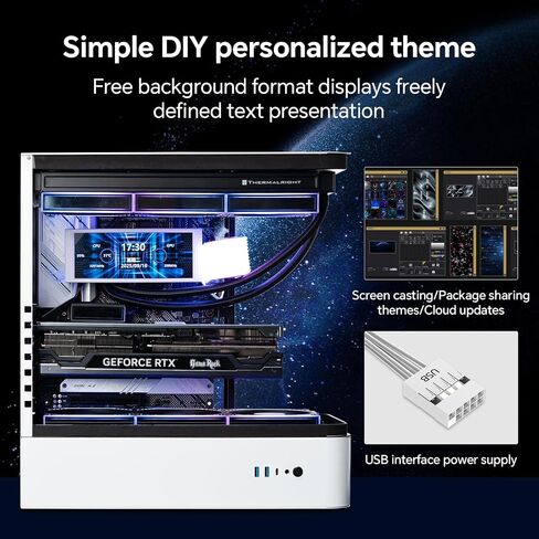 شاشة Thermalright Trofeo Vision LCD AIO مقاس 6.86 بوصة، شاشة كمبيوتر شخصي، شاشة USB من النوع C لمراقبة الأجهزة في الوقت الفعلي، مع سمات معدة مسبقًا وDIY لحافظة كمبيوتر الألعاب/مبرد وحدة المعالجة المركزية (أسود) in Saudi Arabia