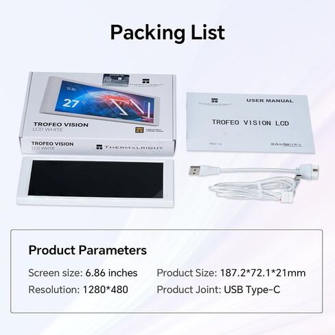 شاشة Thermalright Trofeo Vision LCD AIO مقاس 6.86 بوصة، شاشة كمبيوتر شخصي، شاشة USB من النوع C لمراقبة الأجهزة في الوقت الفعلي، مع سمات معدة مسبقًا وDIY لحافظة كمبيوتر الألعاب/مبرد وحدة المعالجة المركزية (أسود) in Saudi Arabia