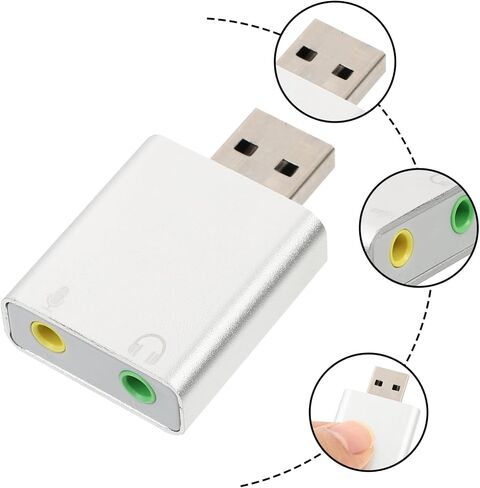 محول صوت ستيريو USB من NUOBESTY، بطاقة صوت خارجية من الألومنيوم مع مقبس ميكروفون سماعة الرأس لأجهزة الكمبيوتر المحمول المتوافقة مع أنظمة فئة الصوت USB in Kuwait