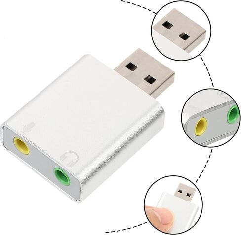 محول صوت USB من الألومنيوم وبطاقة صوت خارجية محيطة مع ميكروفون ومقبس سماعة الرأس للبث المباشر للكمبيوتر المحمول in Kuwait