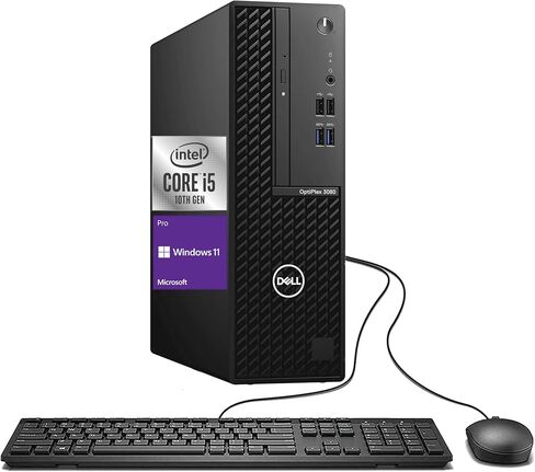 كمبيوتر مكتبي Dell OptiPlex 3080 SFF صغير الحجم، سداسي النواة i5-10500 يصل إلى 4.5 جيجا هرتز، ذاكرة الوصول العشوائي 16 جيجا، 512 جيجا SSD، لوحة مفاتيح وماوس، واي فاي، BT، Windows 11 Pro (متجدد) in Kuwait