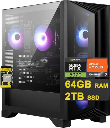 msi Aegis Z2 Gaming Desktop AMD Octa-core Ryzen 7 7700 32GB DDR5 1TB SSD GeForce RTX 5070 DLSS4 (Up to 988 AI Tops) 750W 80+ Gold PSU ARGB Fan CPU Air Cooling Win11 ICP Hub in Saudi Arabia
