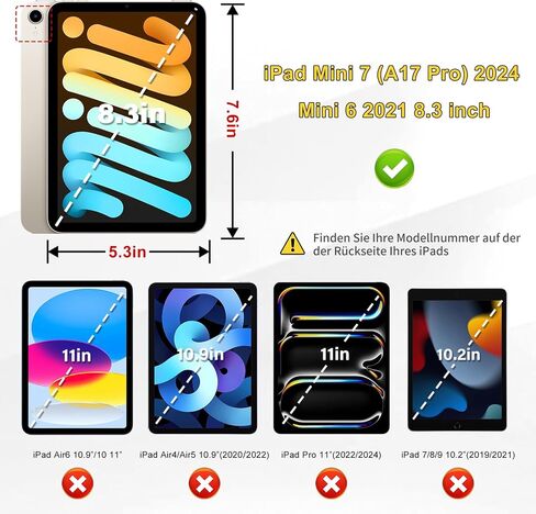 حافظة أطفال لجهاز iPad mini 7 (A17 Pro) 2024 / iPad mini 6 2021، حامل عمودي/مناظر طبيعية قابل للتعديل، مسند بمقبض مقاوم للسقوط، صديق للأطفال مع واقي شاشة لجهاز iPad mini7th/6 8.3 بوصة (أسود) in Kuwait