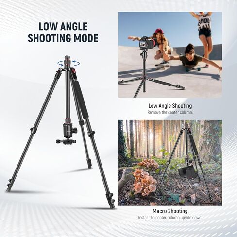 NEEWER 77 inch Camera Phone Tripod Monopod & Mini Camera Flash Light, Compact Aluminum Lightweight Travel Stand with Ball Head, 2 Axis Center Column, Arca Type QR Plate 34lb Max Load, Bag Included in Saudi Arabia