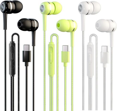 USB-C Wired Earbuds with Microphone for iPhone 17/16/15 Pro max, Noise Canceling Type C Headphones with Volume Control,USB Earphones Compatible with Galaxy S24 S23 S22, Pixel Phones-3 Pack in Saudi Arabia