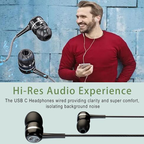 USB-C Wired Earbuds with Microphone for iPhone 17/16/15 Pro max, Noise Canceling Type C Headphones with Volume Control,USB Earphones Compatible with Galaxy S24 S23 S22, Pixel Phones-3 Pack in Saudi Arabia