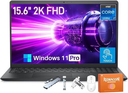 كمبيوتر محمول Dell 15 بشاشة تعمل باللمس للأعمال، معالج Intel 10-Core i7-1355U (يصل إلى 5.00 جيجاهرتز)، شاشة 15.6 بوصة 2K مضادة للتوهج FHD (1920 × 1080)، Copilot AI، ذاكرة الوصول العشوائي 32 جيجابايت، 1 تيرابايت SSD، Wi-Fi 6، Windows 11 Pro in Saudi Arabia