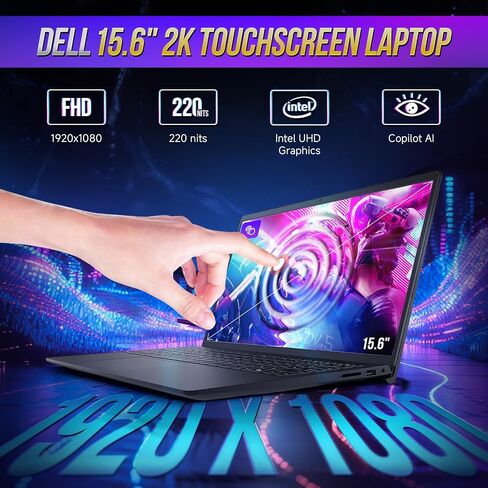 كمبيوتر محمول Dell 15 بشاشة تعمل باللمس للأعمال، معالج Intel 10-Core i7-1355U (يصل إلى 5.00 جيجاهرتز)، شاشة 15.6 بوصة 2K مضادة للتوهج FHD (1920 × 1080)، Copilot AI، ذاكرة الوصول العشوائي 32 جيجابايت، 1 تيرابايت SSD، Wi-Fi 6، Windows 11 Pro in Saudi Arabia
